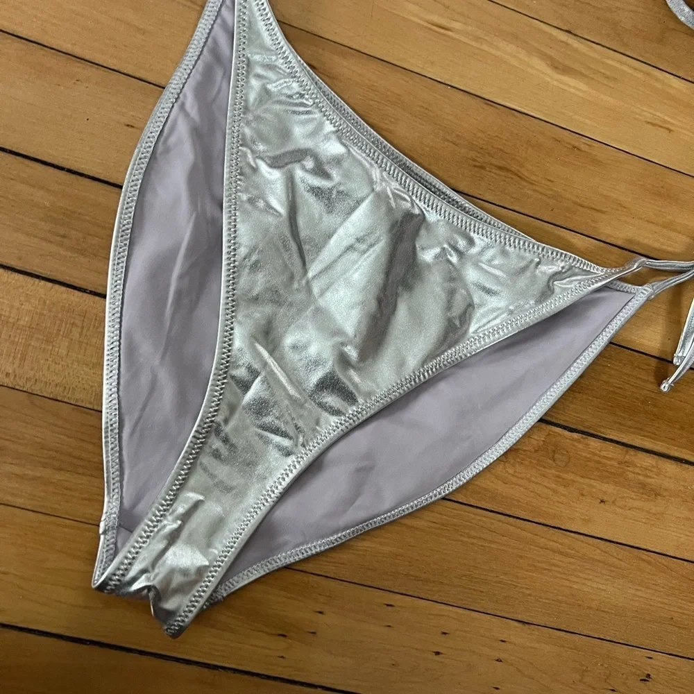 Skims silver metallic bikini‎ set